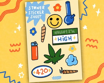 Stoner Sticker Sheet | 420 Sticker | weed Sticker | Marijuana Sticker | Planner & Bullet Journal Stickers Sheet | Vinyl Matte And Waterproof
