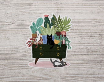 Cats and plants Sticker | Cat Sticker | Plant Sticker | Vinyl Sticker | Waterproof | Cute Sticker | Diecut Sticker | Bullet Journal Sticker