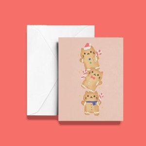 Ginger Bread Cat Card |Cat Christmas Card | Cute Greeting Card | Custom Message Card | Cat greeting card | Christmas Card | Xmas Card