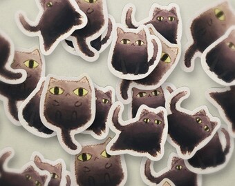 Black cat Sticker Pack of 3 | cat sticker | cute cat sticker | Vinyl and waterproof | diecut sticker | Planner & Bullet Journal Sticker