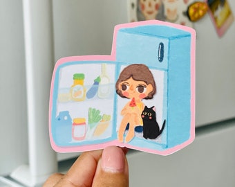 Me vs Summer Sticker | Summer Sticker | Funny Sticker | Black cat Sticker | Fridge Sticker | Hot Sticker | Girl | Cute Sticker | Waterproof