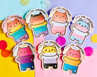 LGBTQ Sticker | You are important Sticker | Pride Sticker | Pride Cat | Rainbow Sticker | LGBT Sticker Pack | Pride Month | Vinyl Waterproof