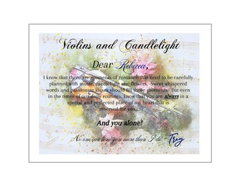 Plantilla de certificado de amor romántico: Violines y velas (Corjl editable)