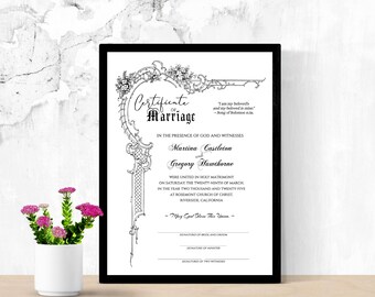 Plantilla de certificado de matrimonio de 8.5 x 11 pulgadas (Corjl fácil de editar, editar e imprimir en su propia computadora e impresora)