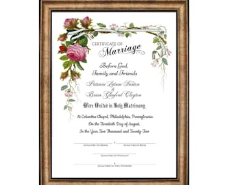Mall för vigselbevis med blommor 8,5x11 (Corjl-redigering)