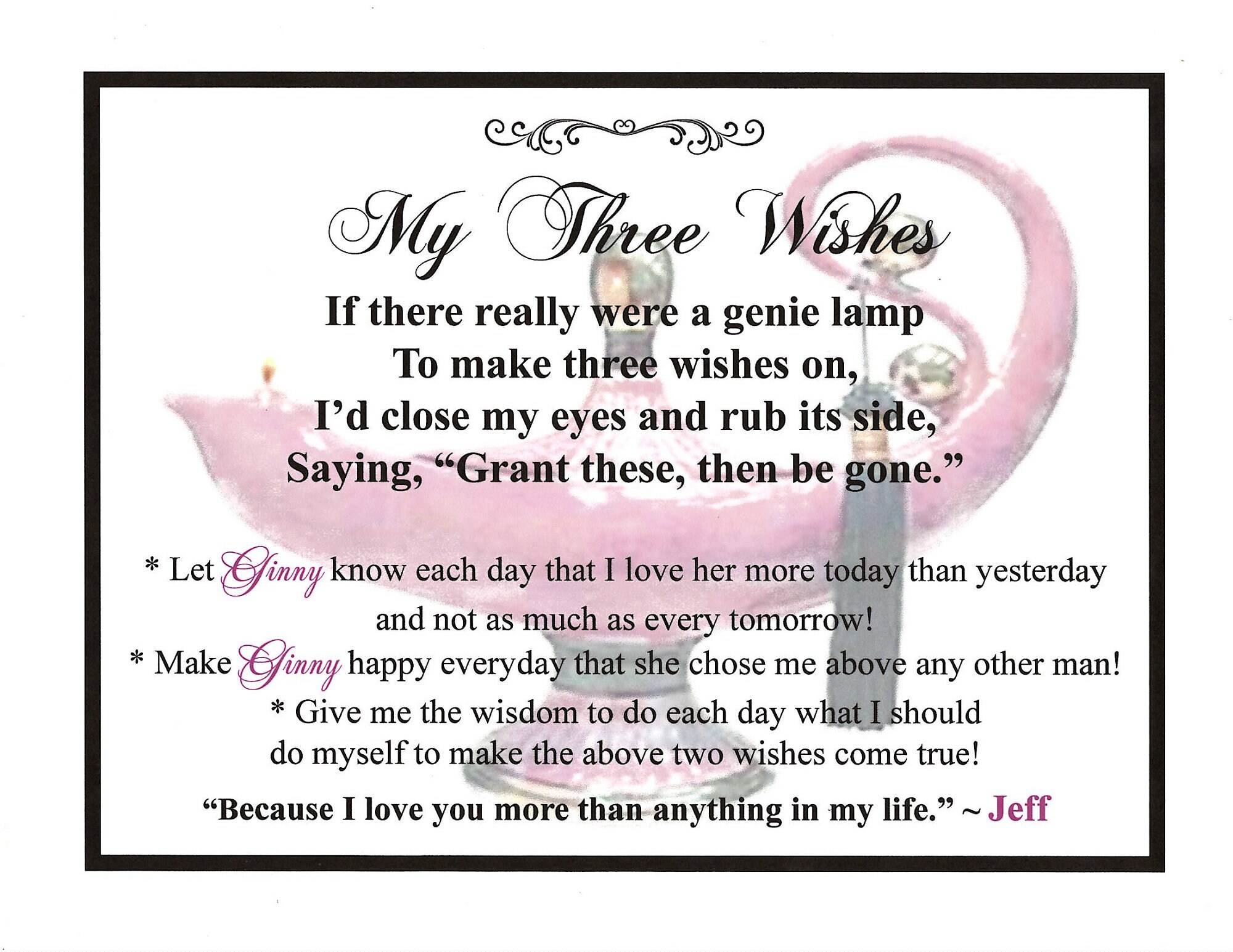 My Three Wishes Love Certificate Etsy