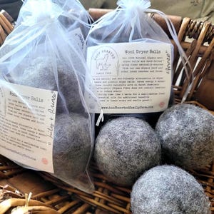 100% All natural, hand-felted, Alpaca wool dryer balls. Eco-friendly, sustainably sourced, Set of 3. Makes great gifts!