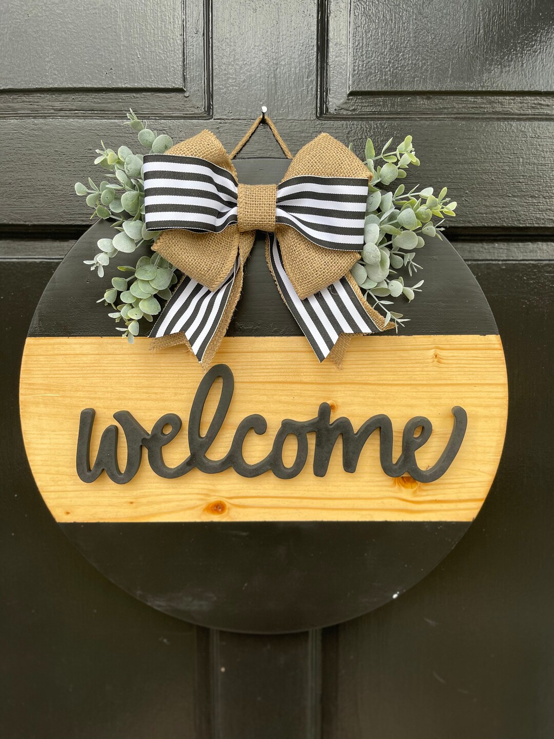 Round Wood Door Hanger Etsy