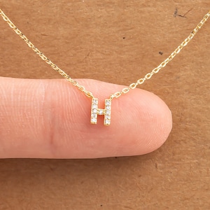 18K Gold Dipped Jeweled Initial H Necklace | Letter H | Dainty Necklace | Personalized Necklace | Gold Dip Necklace | Gift Idea | Handmade