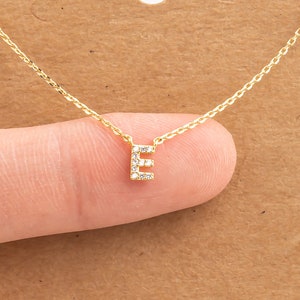 18K Gold Dipped Jeweled Initial E Necklace | Letter E | Dainty Necklace | Personalized Necklace | Gold Dip Necklace | Gift Idea | Handmade