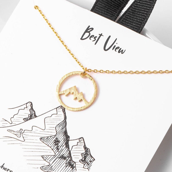 18K Gold Dipped Mountain View Cut Out Pendant Necklace | Dainty Necklace | Mountain Necklace | Gold Dip Necklace | Snow Mountain | Handmade