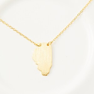 18K Gold Dipped Illinois Pendant Necklace | IL US State Dainty Necklace | Gold Dip Necklace | Gift Idea | Cut Out Jewelry | Handmade