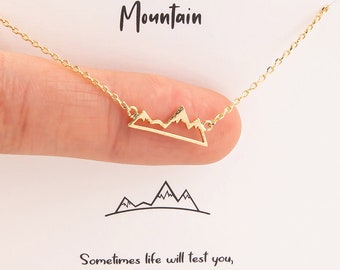 18K Gold Mountain Valley Cut Out Pendant Necklace | Mountain Necklace | Snow Valley | Gold Dip Necklace | Snow Summit Necklace | Handmade