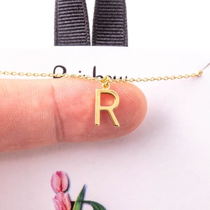 18K Gold Dipped Dainty Solid Initial R Necklace | Solid Letter R | Personalized Necklace | Gold Dip Necklace | Gift Idea | Handmade