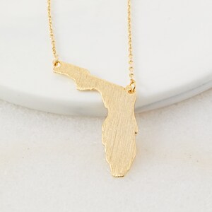 18K Gold Dipped Florida Pendant Necklace | FL US State Dainty Necklace | Gold Dip Necklace | Gift Idea | Cut Out Jewelry | Handmade