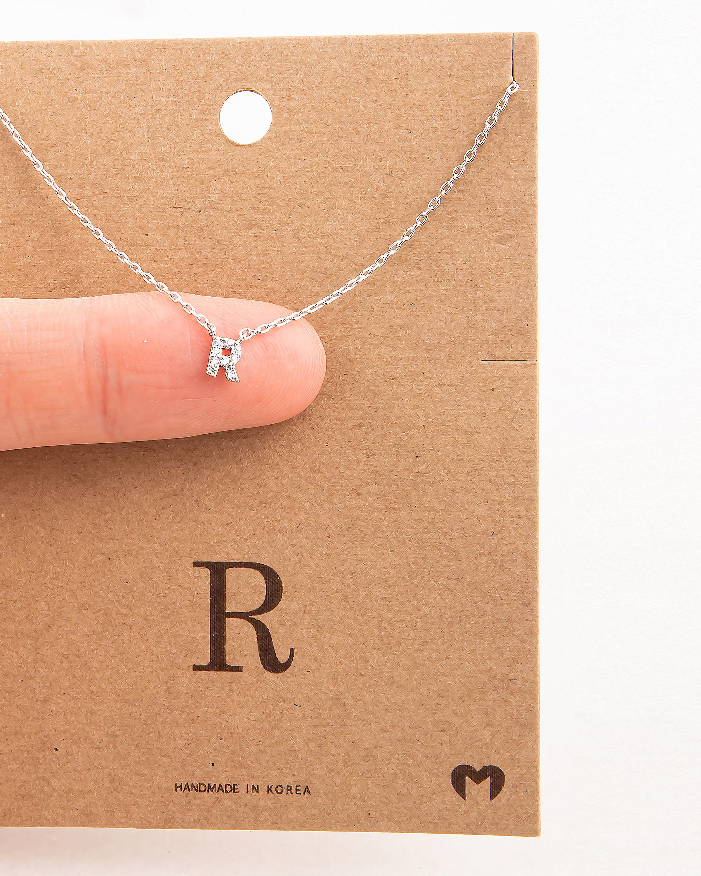 18K Gold Dipped Jeweled Initial R Necklace Letter R Dainty Etsy