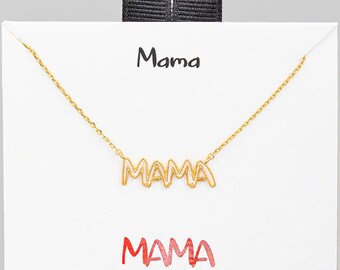 18K Gold/Silver Dipped Written Mama Necklace | Cute Mama Necklace | Mama I Love You Necklace | Mother's Day Gift Idea | Mama