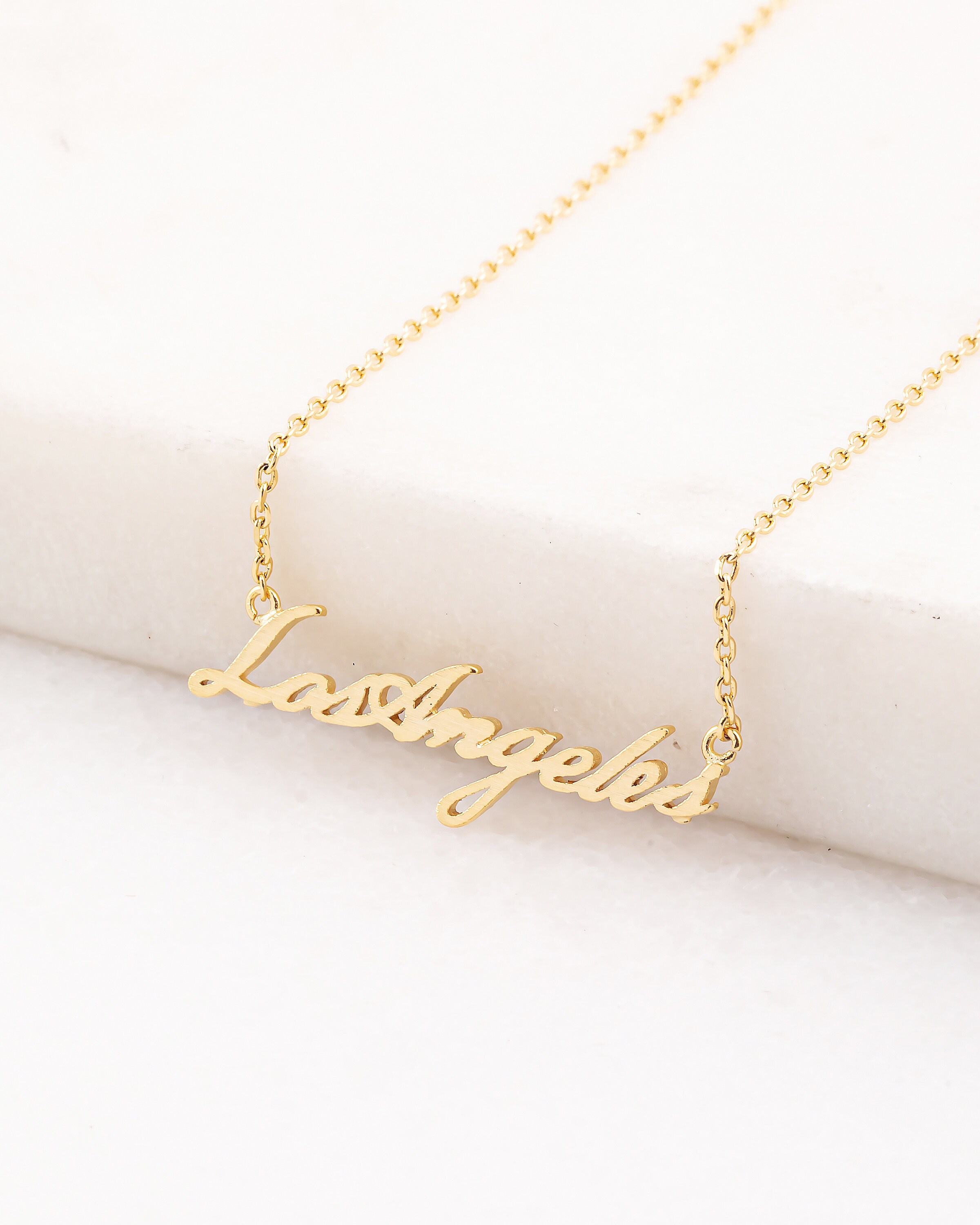 18K Gold Plated Los Angeles Necklace Gold Necklace City of Etsy