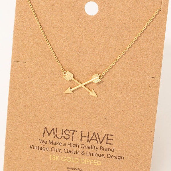 18K Gold/Silver/Rose Gold Dipped Crossed Arrows Necklace | Cute Crossed Arrow Charm | Dainty Crossed Arrow Necklace | Boho Style | Gift Idea