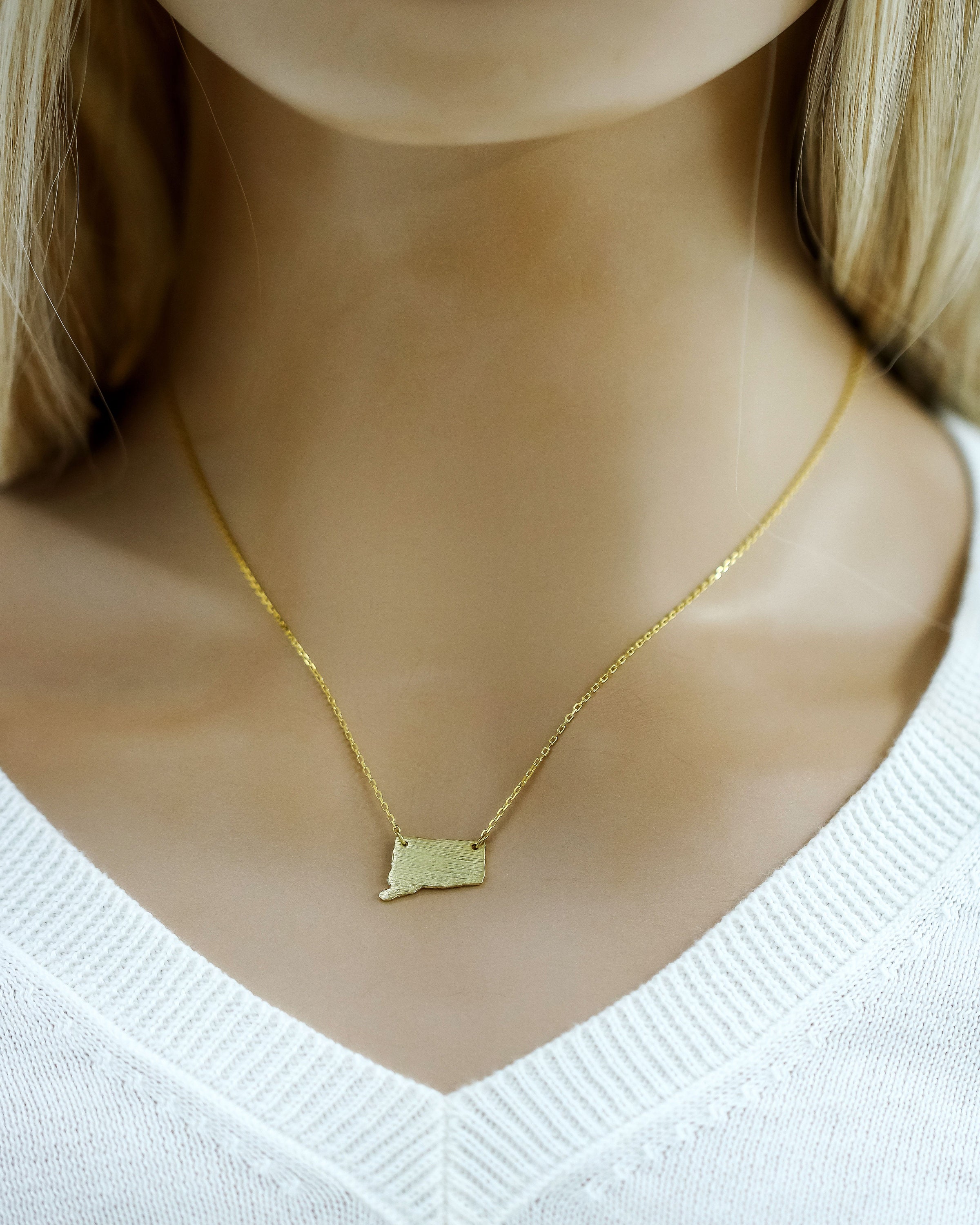18K Gold Dipped Connecticut Pendant Necklace CT US State Etsy