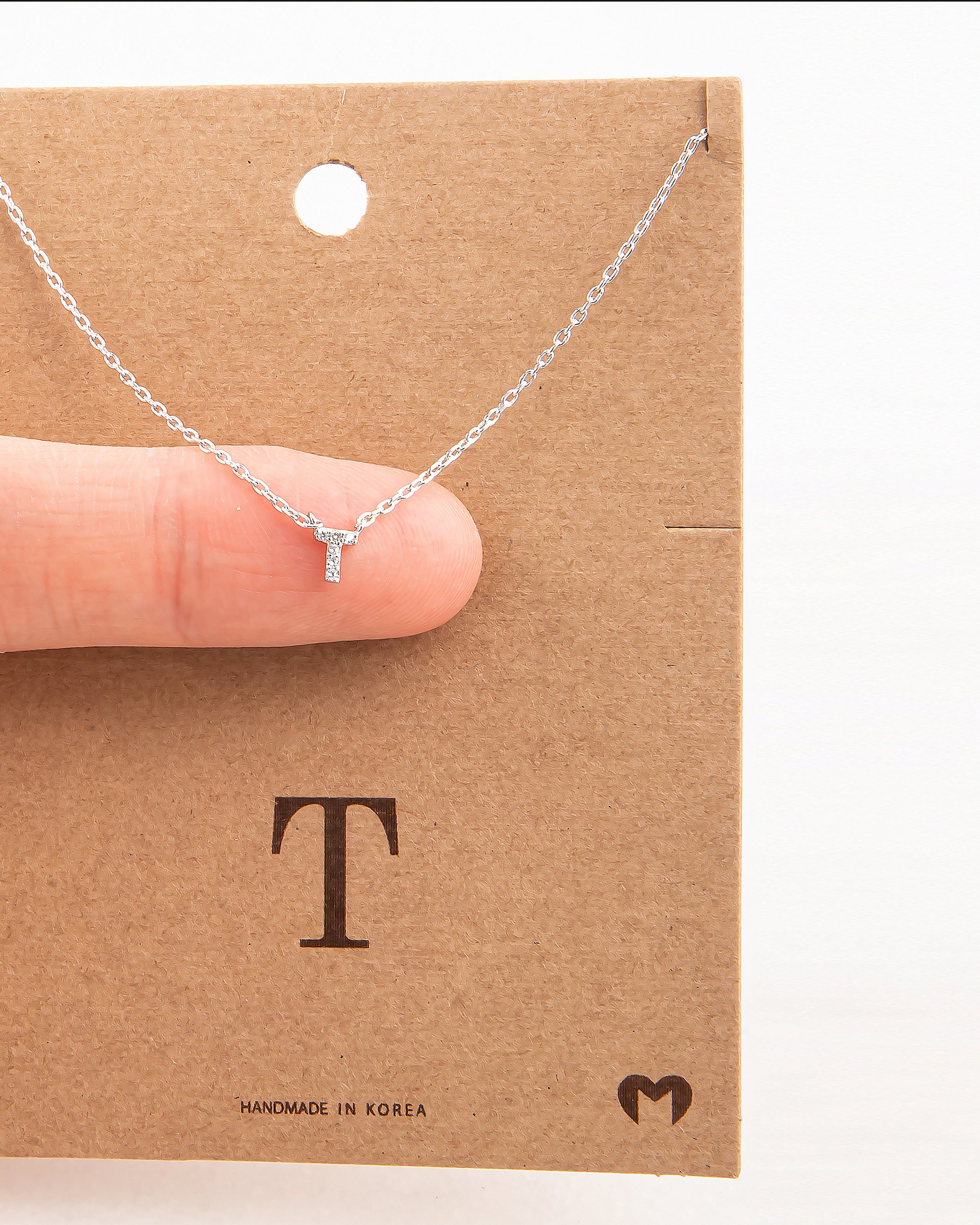 18K Gold Dipped Jeweled Initial T Necklace Letter T Dainty Etsy