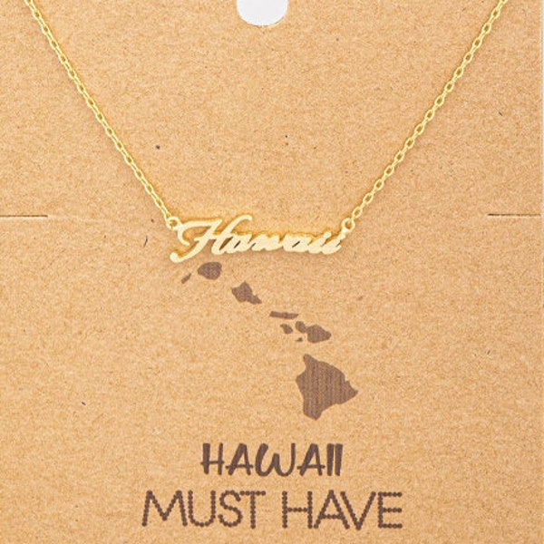 18K Gold Dipped Hawaii Pendant Necklace | HI US State Dainty Necklace | Gold Dip Necklace | Gift Idea | Cut Out Jewelry | Handmade