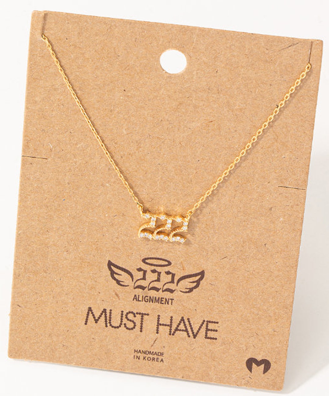 18K Gold Dipped Dainty Necklace Angel Number 222 Alignment Necklace