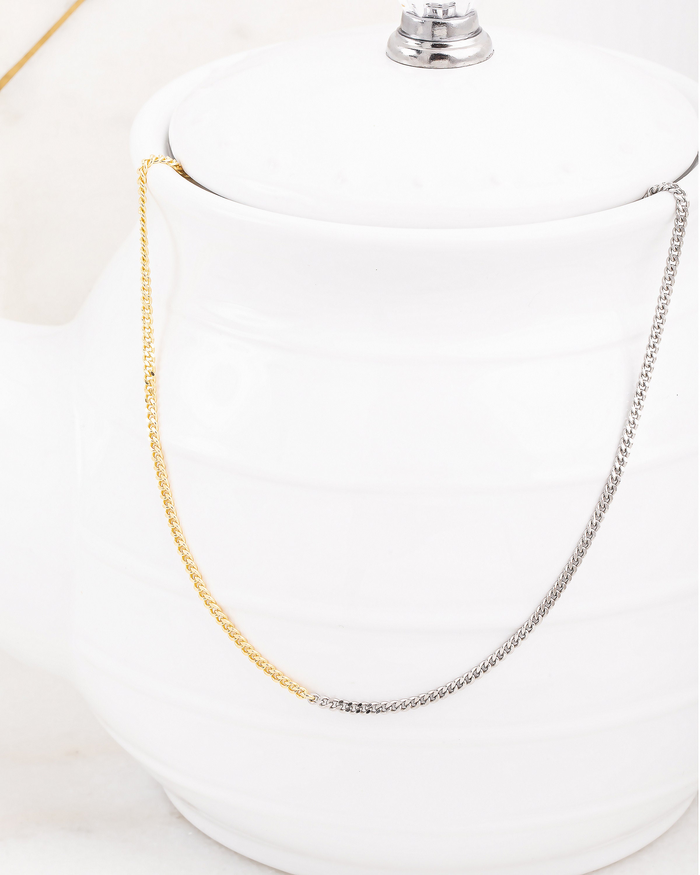 Gold and silver two tone chain necklace Clearance