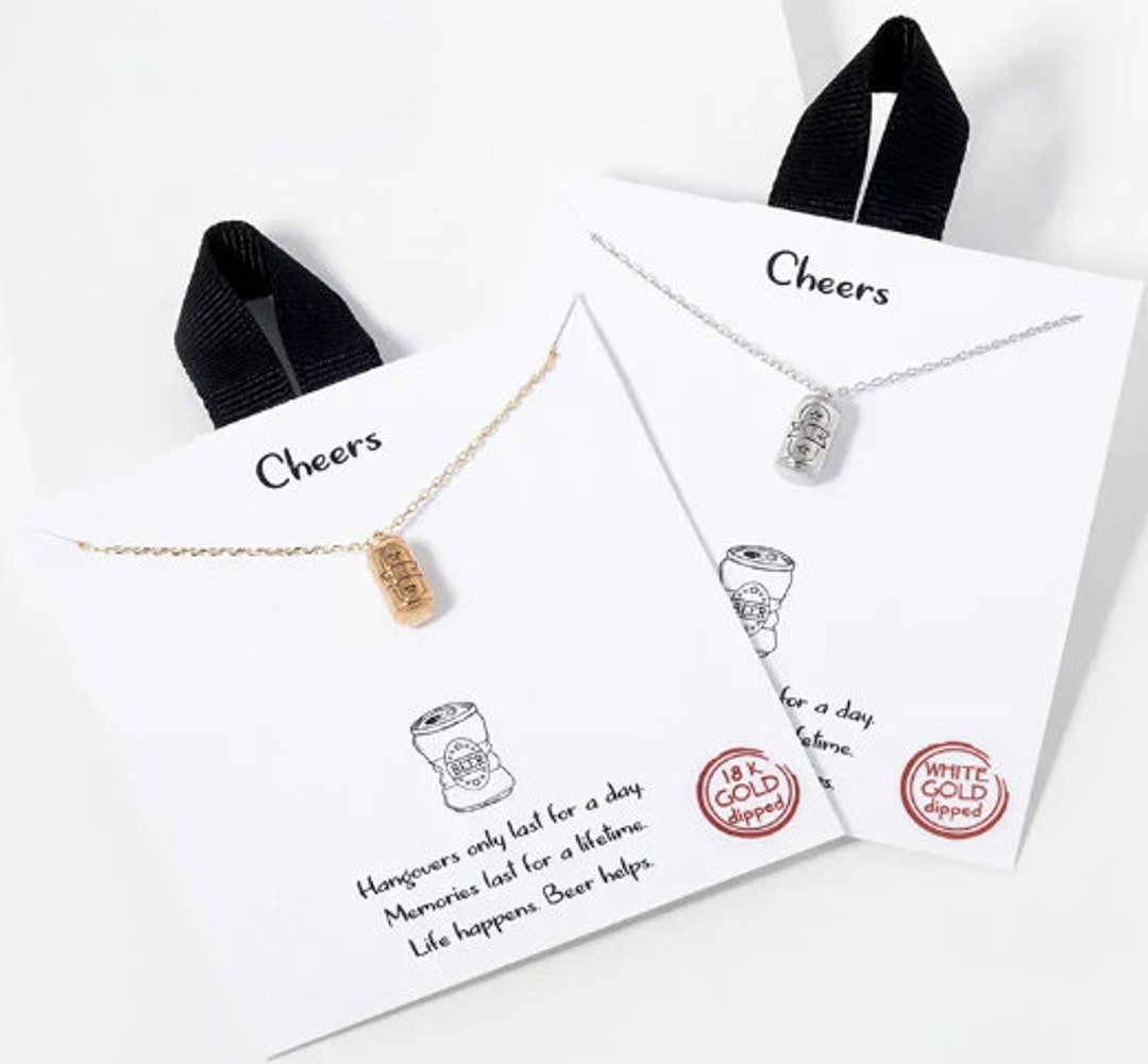 18K Gold/white Gold Dipped Beer Can Pendant Necklace Dainty Etsy