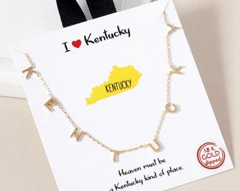 18K Gold Dipped Written Kentucky Necklace | Cute Written Kentucky Necklace | Kentucky Pride Necklace | Dainty Kentucky Necklace | Game Day