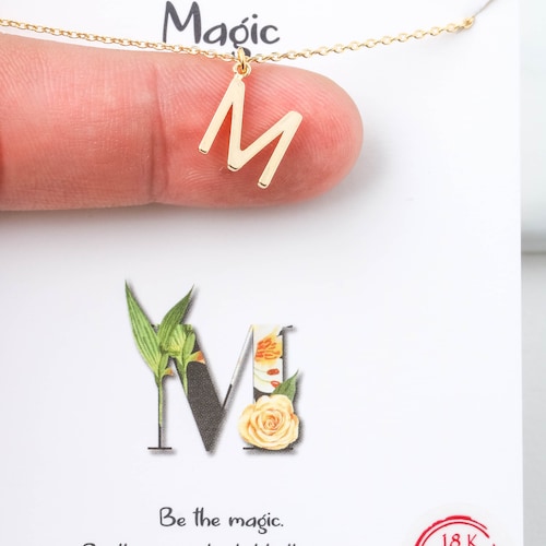 14k Solid Gold Letter M Moissanite Necklace / Real Gold Unique Etsy