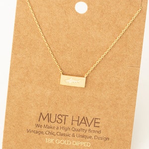 18K Gold/Silver/Rose Gold Dipped Rectangle Bar Shark Pendant Necklace | Cute Shark Necklace | Dainty Shark Necklace | Gift Idea | Handmade