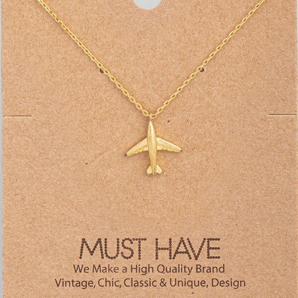 18K Gold/Silver/Rose Gold Dipped Airplane Necklace | Plane Charm Necklace | Dainty Plane Necklace | Cute Plane Necklace | Handmade