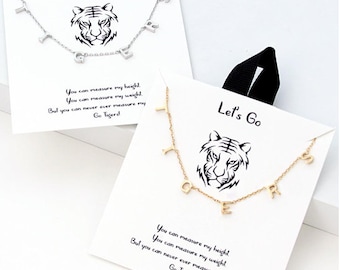 18K Gold/Silver Dipped Written Tiger Necklace | Cute Tiger Necklace | Minimalist Tiger Necklace | Lets Go | Dainty Tiger Necklace |Gift Idea