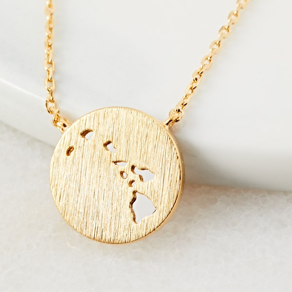 18K Gold Dipped Hawaii Pendant Necklace | HI US State Dainty Necklace | Gold Dip Necklace | Gift Idea | Cut Out Jewelry | Handmade