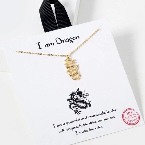 18K Gold/White Gold Dipped Dragon Necklace | Cute Dragon Charm | Dainty Dragon Necklace | Fierce Necklace | Minimalist | Gift Idea for Her