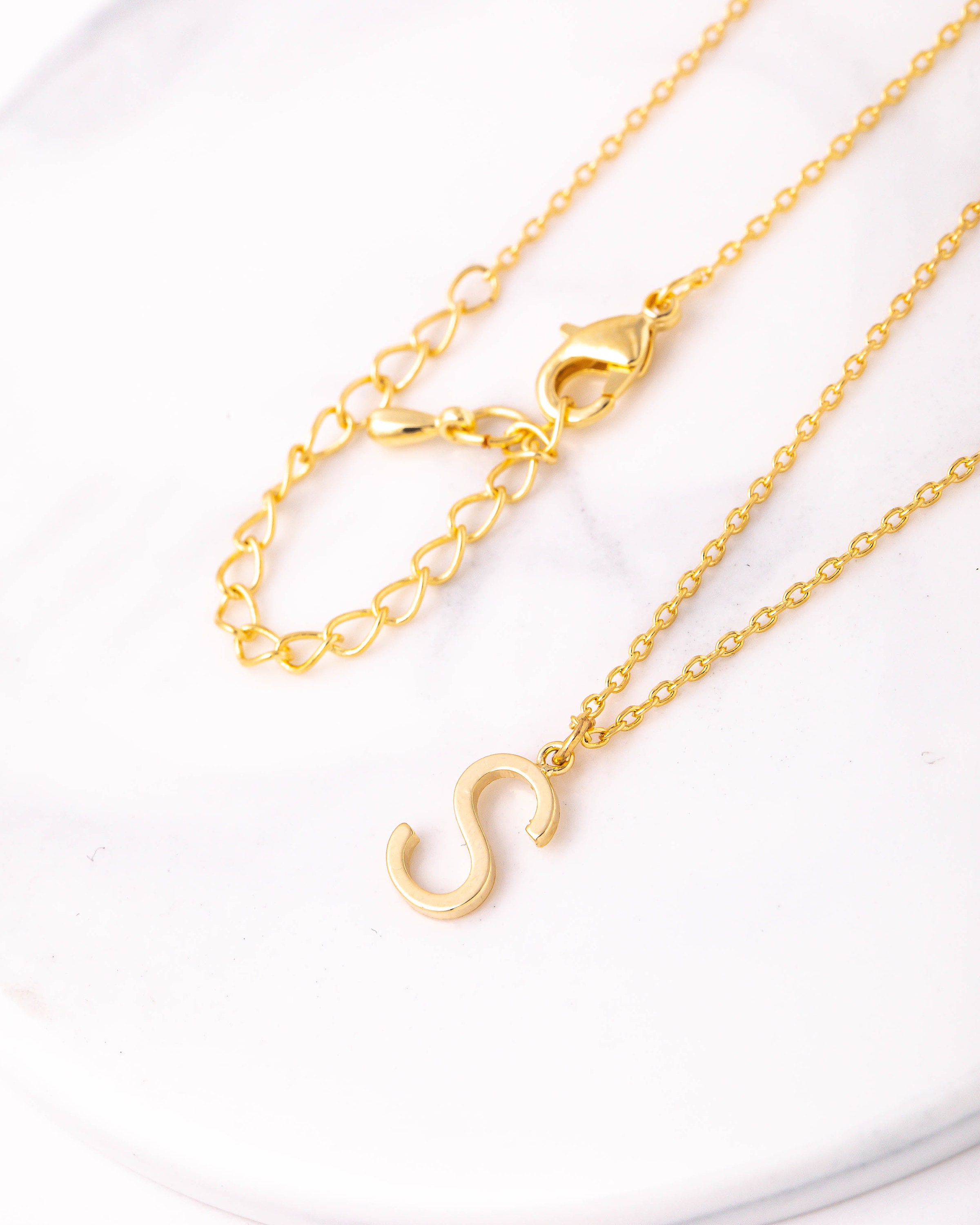 18K Gold Dipped Dainty Solid Initial S Necklace Solid Letter Etsy UK