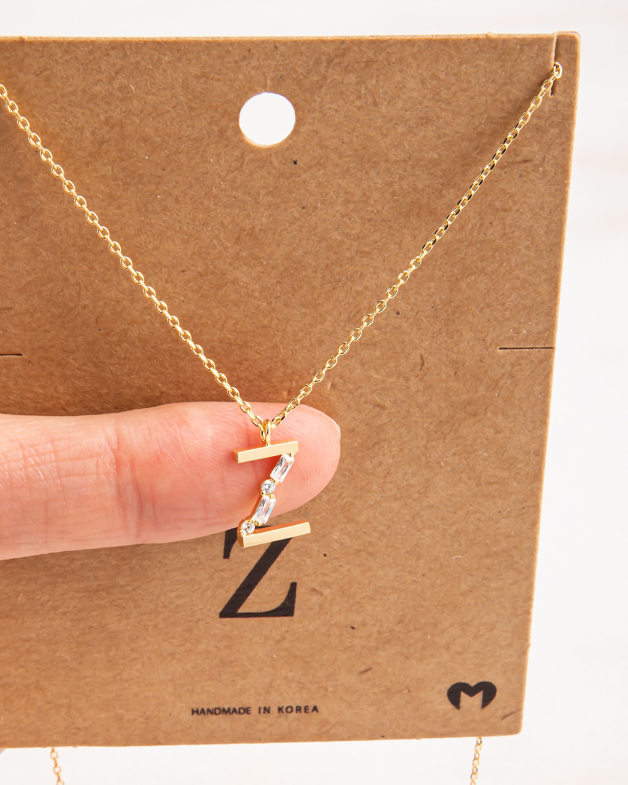 18K Gold Dipped Rhinestone Initial Z Necklace Letter Z Etsy