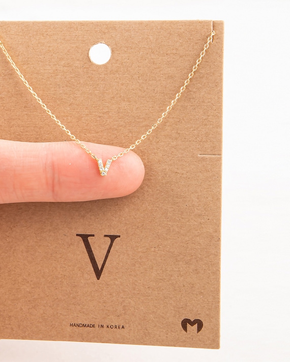 18K Gold Dipped Big Sideways Initial V Necklace | Letter V | Initial V |  Personalized Necklace | Gold Dip Necklace | Gift Idea | Handmade