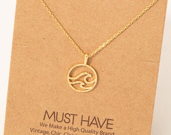 18K Gold/Silver/Rose Gold Dipped Tidal Wave Coin Pendant Necklace | Dainty Wave Necklace | Gold Dip Necklace | Gift Idea for Her | Handmade