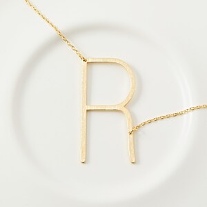 18K Gold Dipped Big Sideways Initial R Necklace | Letter R | Initial R | Personalized Necklace | Gold Dip Necklace | Gift Idea | Handmade