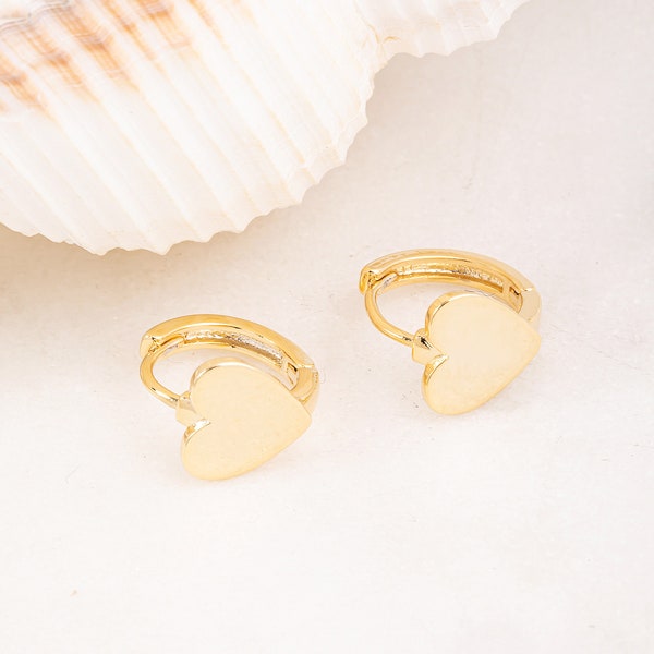 14K Gold Dipped Gold Hearts Stud Earrings | Dainty Gold Earrings | Gold Dip Earrings | Gift Idea | Valentine's Gift | Handmade