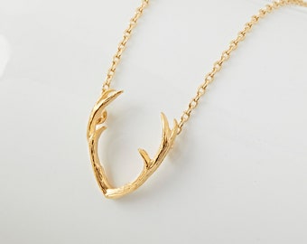 18K Gold Dipped Dainty Antler Necklace | Dainty Necklace | Classic Antler | Gold Dip Necklace | Gift Idea | Birthday Gift | Handmade
