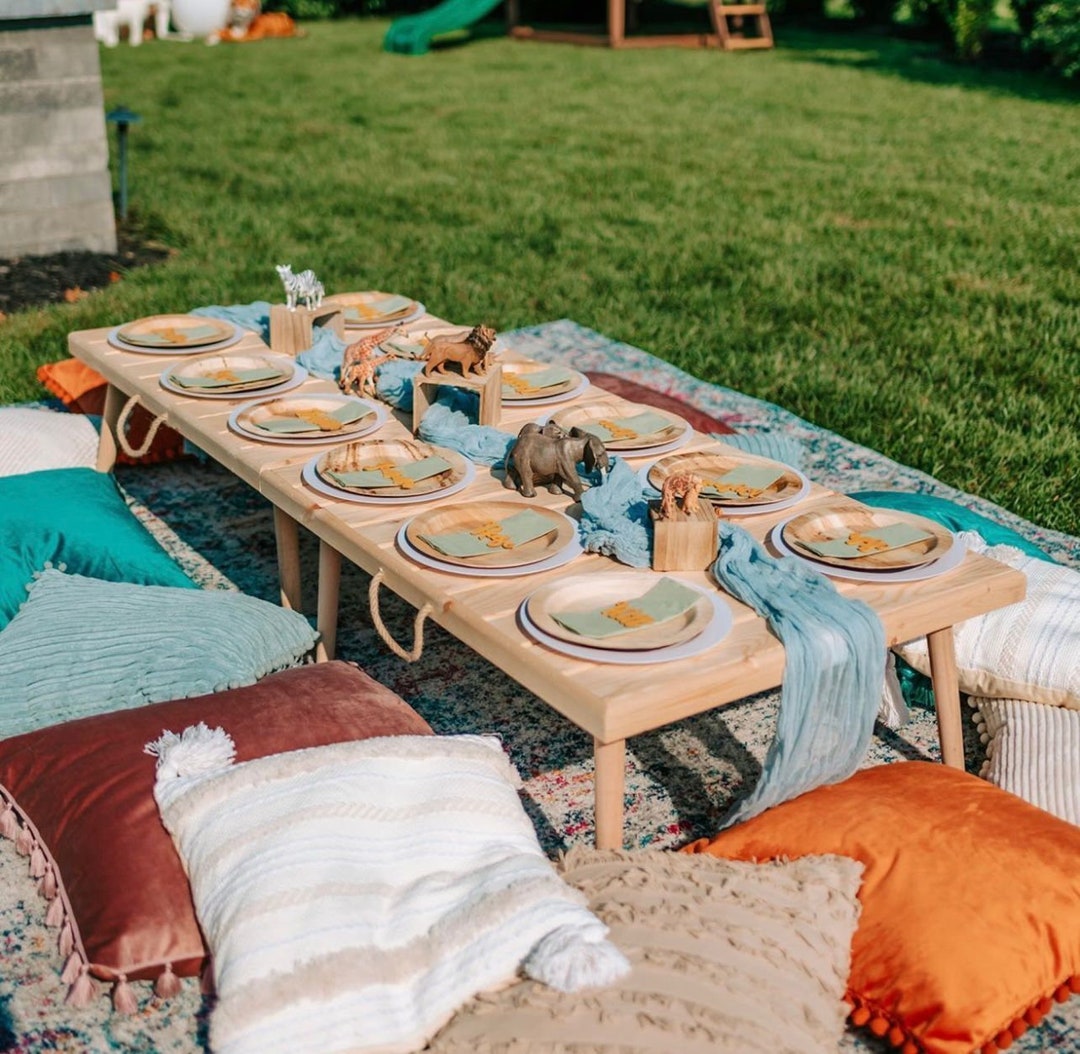 Wood Table28x60ınc H13 Boho Table, Wooden Table, Low Foldable Table,low