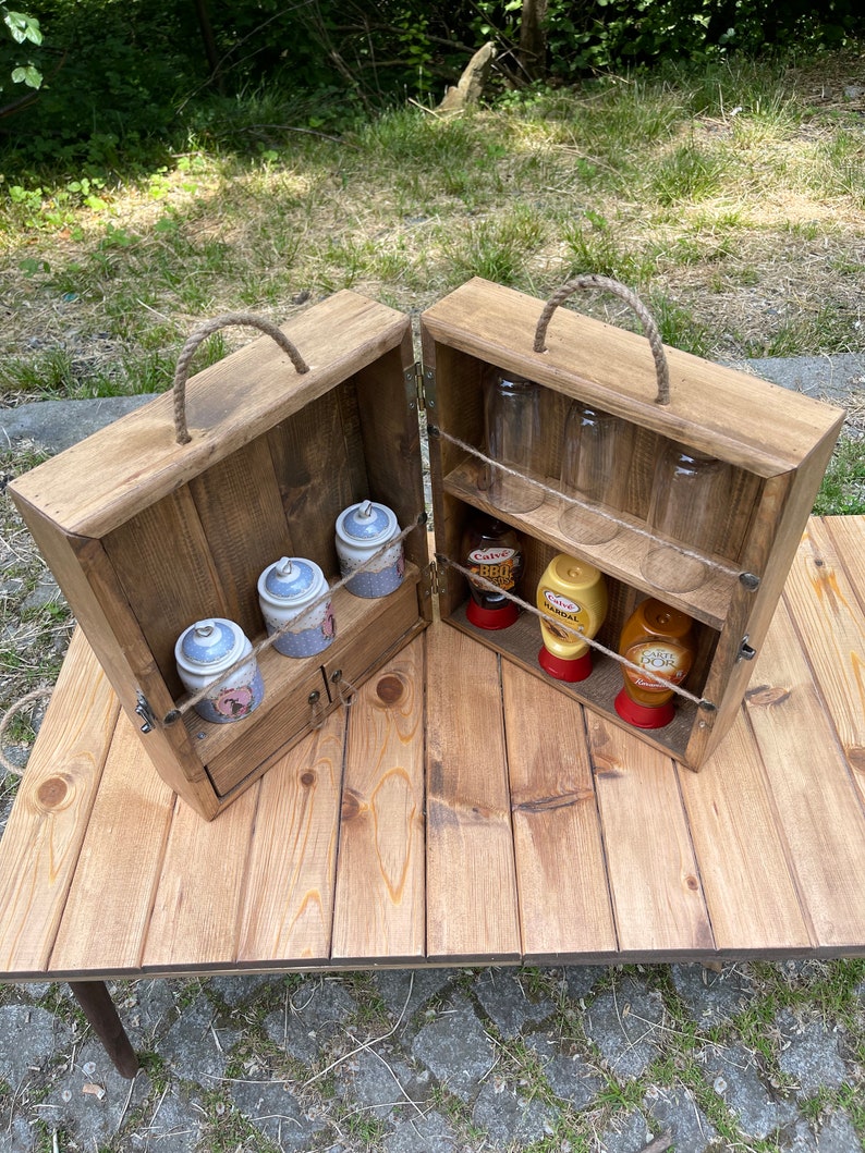 Wooden Picnic Box Wooden Wine Box Wooden Picnic Etsy