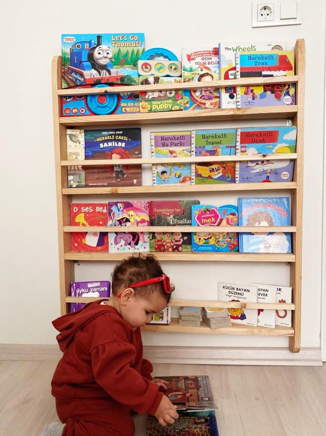 Nursery Bookshelf Nursery Shelves Solid Wood Montessori Book Etsy