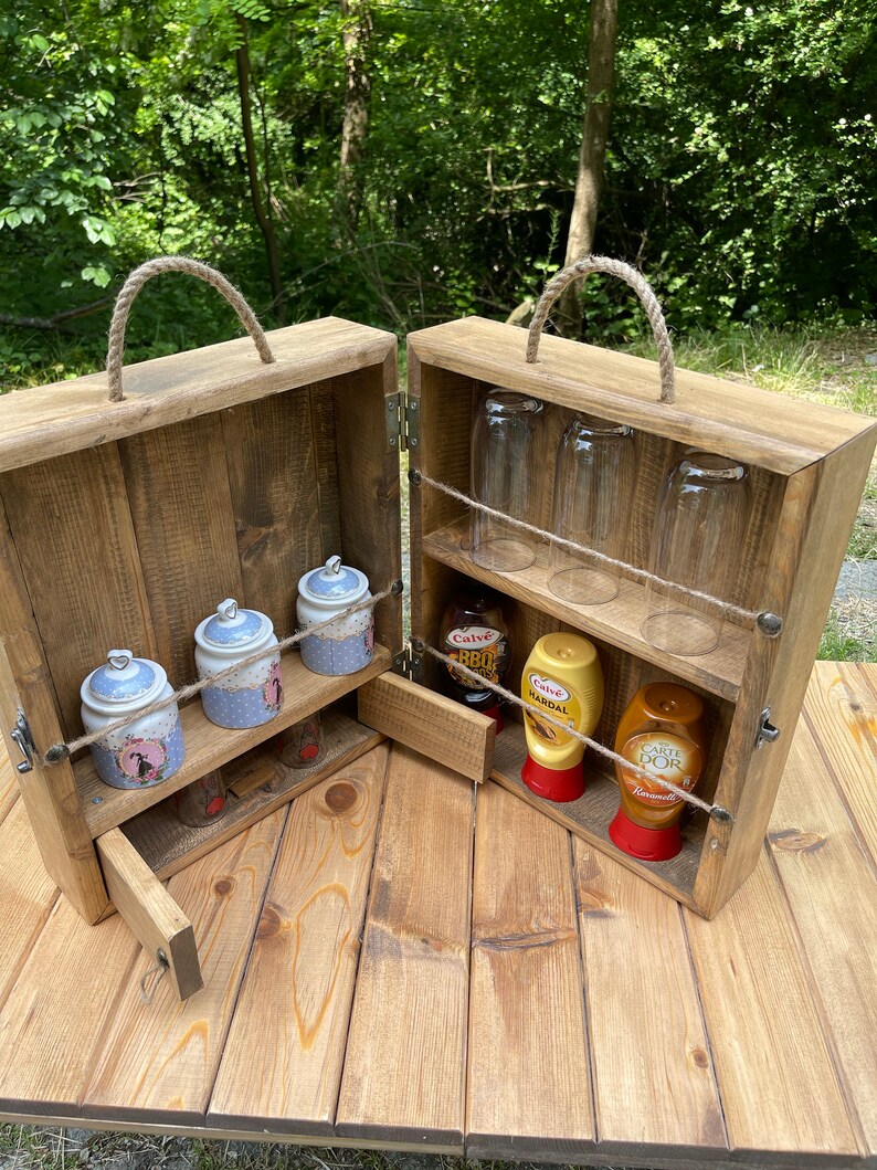 Wooden Picnic Box Wooden Wine Box Wooden Picnic Etsy