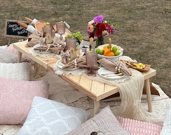 44 ınc- 22 ınc, mesa de madera, mesa de picnic para coche, mesa plegable, picnic boho, regalo de madera, mesa portátil, mesa de picnic Boho, muebles hechos a mano