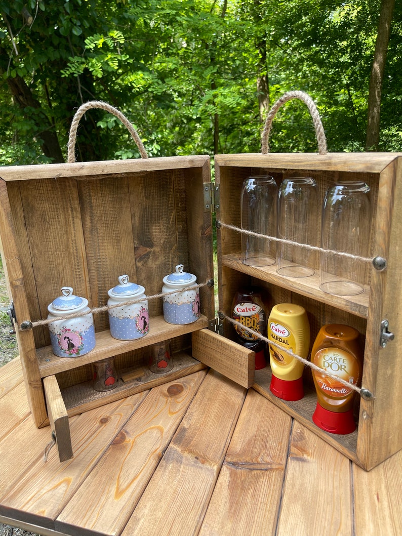 Wooden Picnic Box Wooden Wine Box Wooden Picnic Etsy