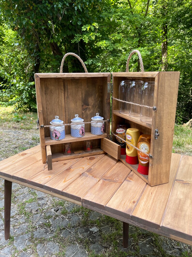 Wooden Picnic Box Wooden Wine Box Wooden Picnic Etsy